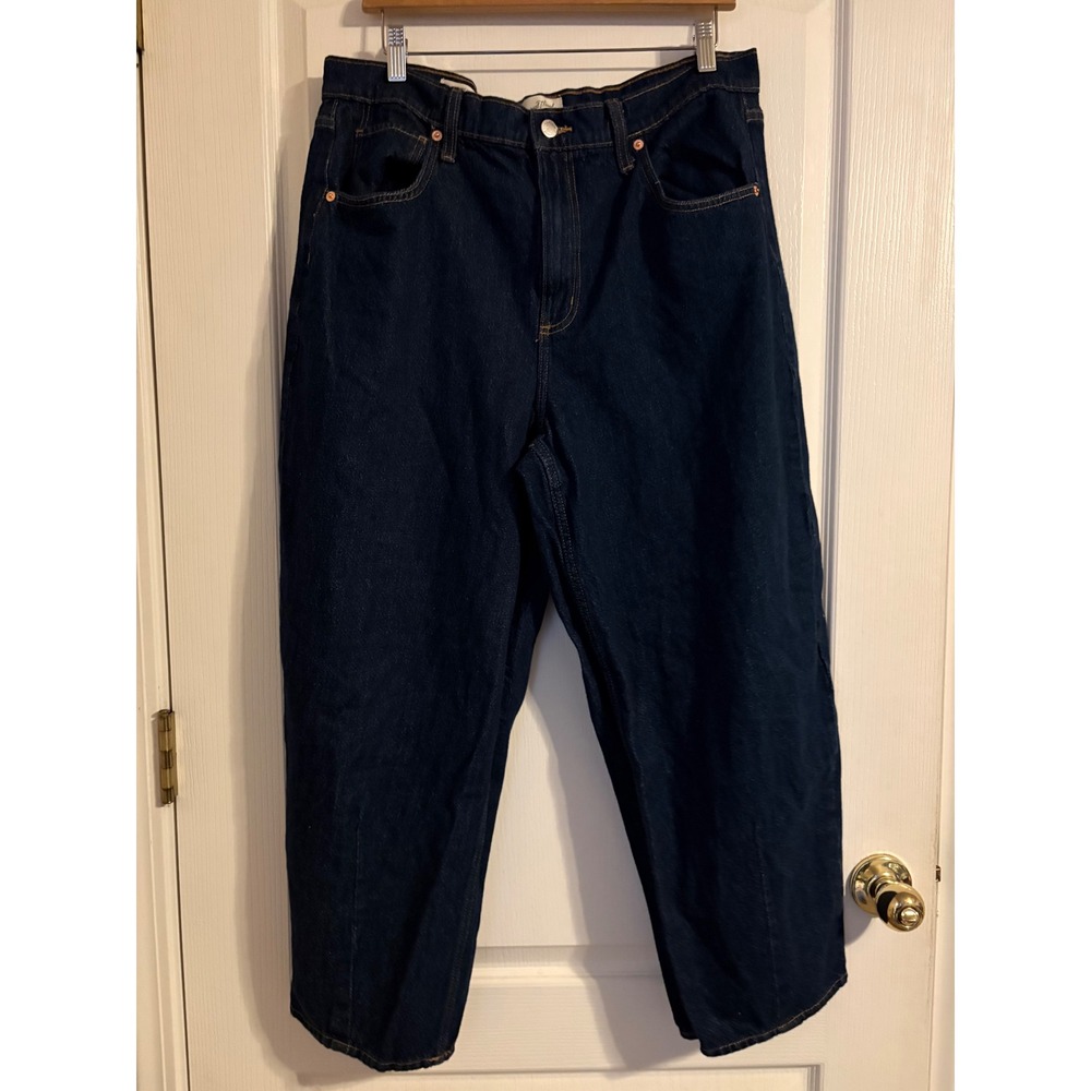 Universal Thread Barrel Jeans Womens 14 Dark Wash Excellent High Rise Easy Denim